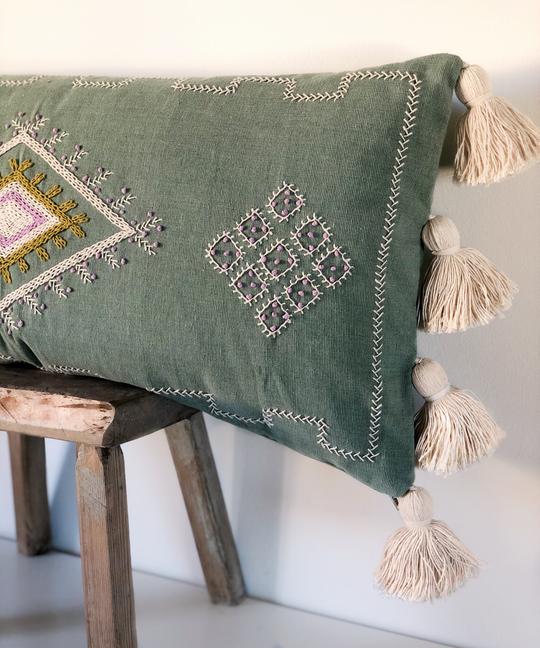 Harper Cotton Boho Embroidered Folk Cushion SUN REPUBLIC 