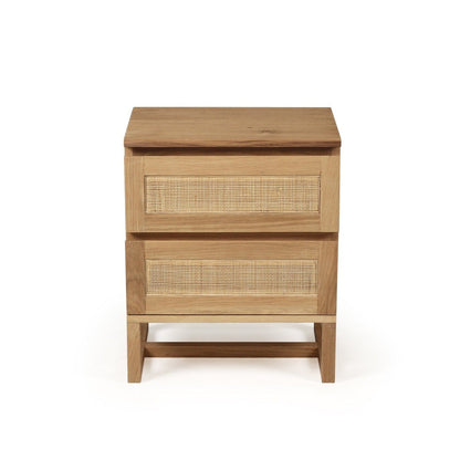 Kiera American Oak & Rattan Bedside Table Sun Republic 