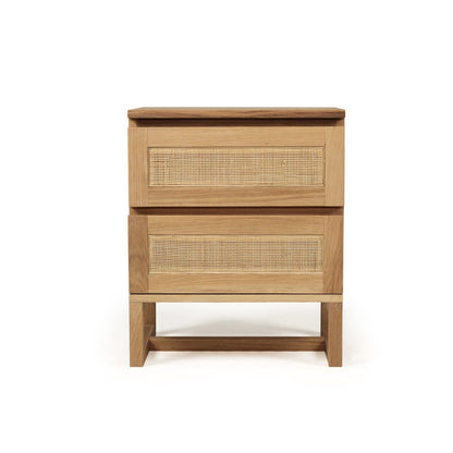Kiera American Oak & Rattan Bedside Table Sun Republic 