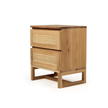 Kiera American Oak & Rattan Bedside Table Sun Republic 