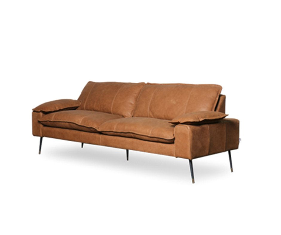 Leather Three Seater Sofa | Hudson Vintage Tan Brown Sun Republic 