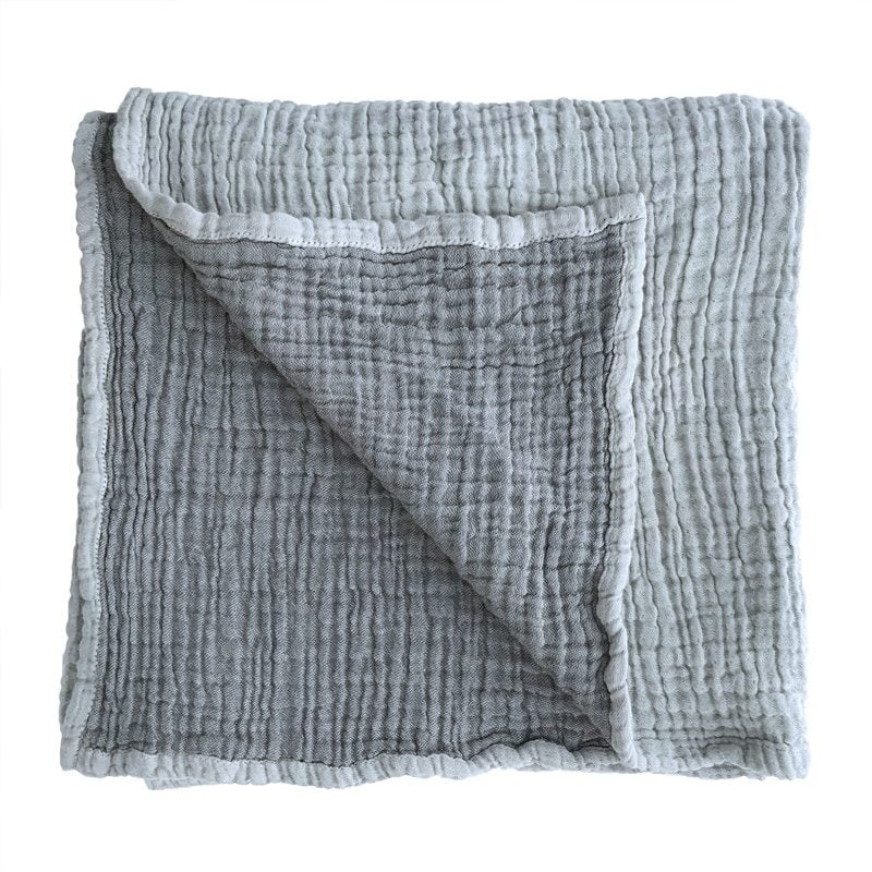 Lila Super Soft Cotton Nursery Blanket | Ice Blue Grey SUN REPUBLIC 