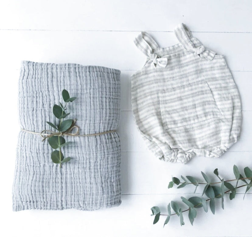 Lila Super Soft Cotton Nursery Blanket | Ice Blue Grey SUN REPUBLIC 