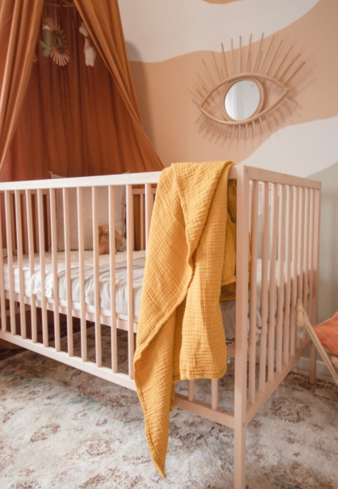 Lila Super Soft Cotton Nursery Blanket | Mustard SUN REPUBLIC 