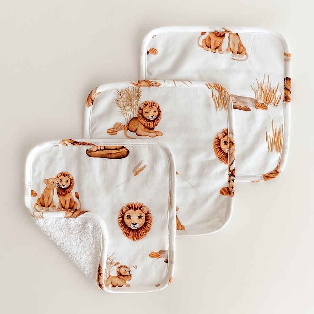 Lion Organic Wash Cloths | 3 Pack Snuggle Hunny 