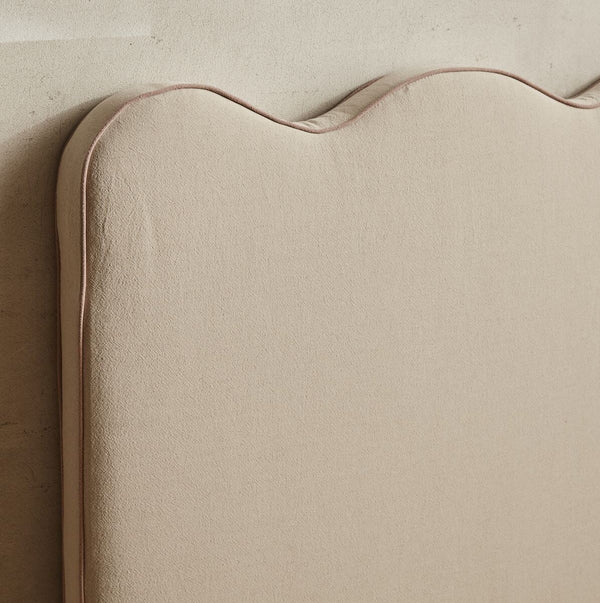 King Single Linen Bedhead with Dusty Pink Piping SUN REPUBLIC