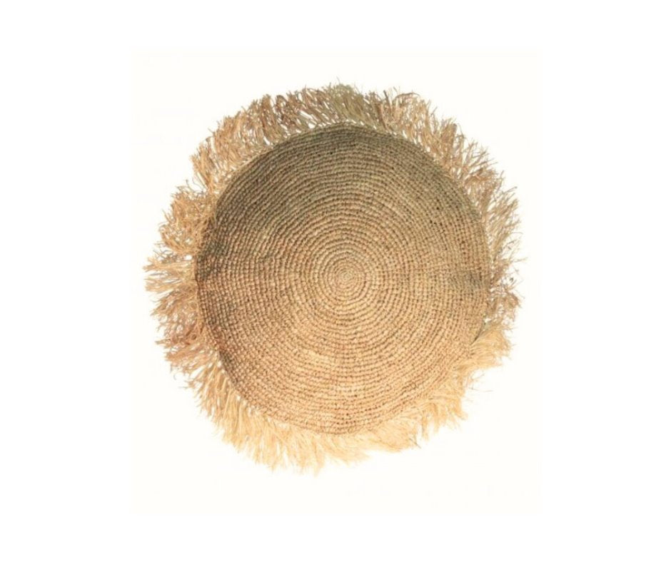 Natural Raffia Cushion - Round With Insert 60cm Sun Republic 