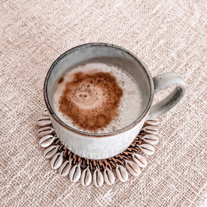 Natural Rattan & Shell Coaster SUN REPUBLIC 