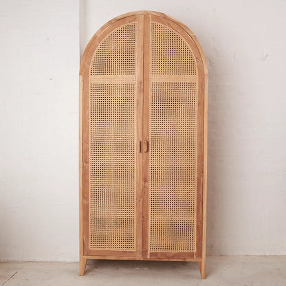 Navah Rattan & Teak Arched Wardrobe | 