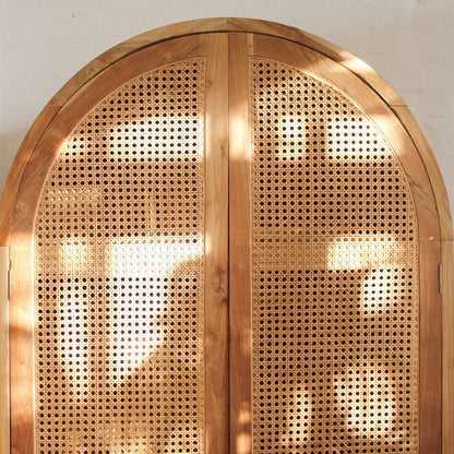 Navah Rattan & Teak Arched Wardrobe