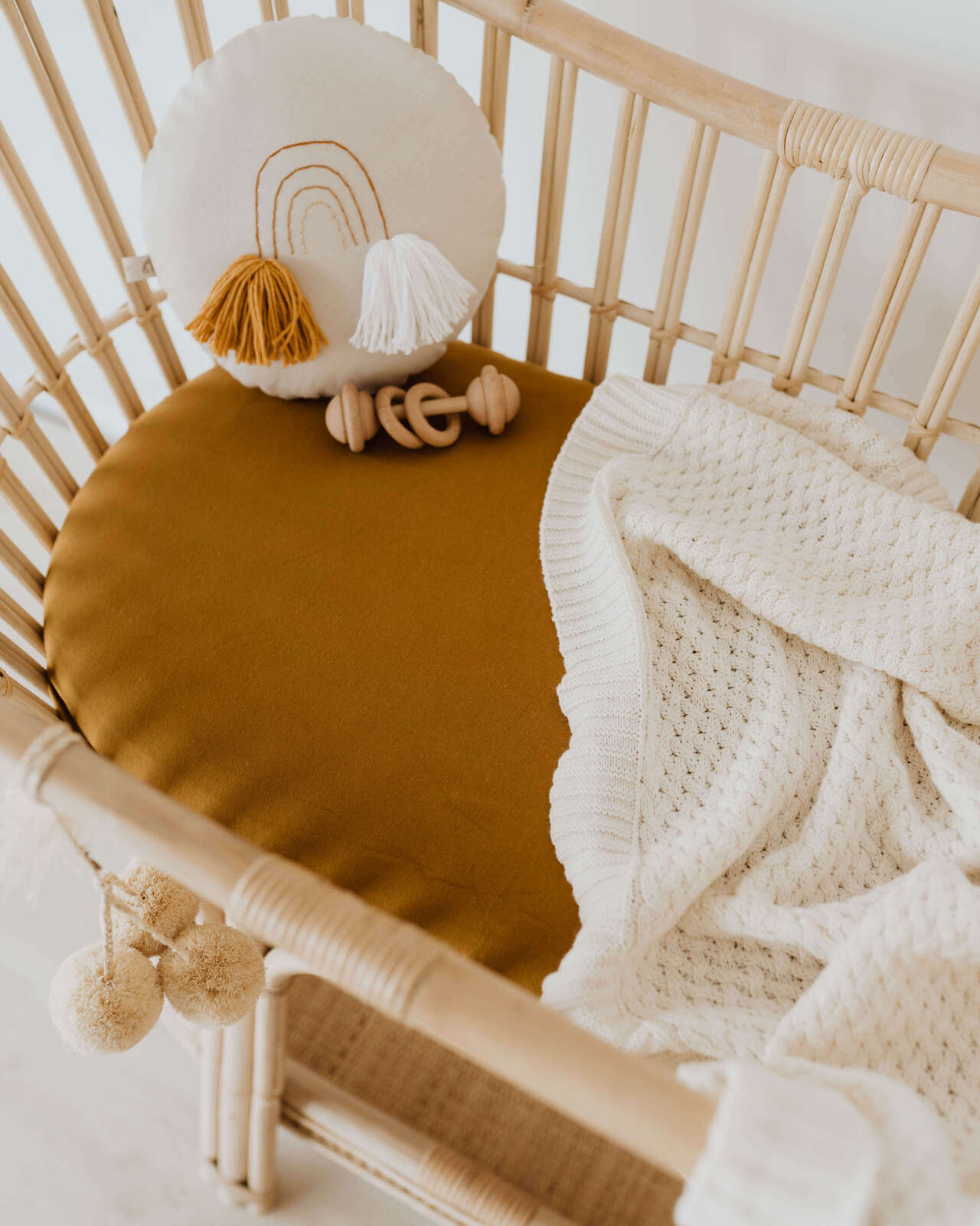 Nursery Bassinet Sheet | Mustard Snuggle Hunny 