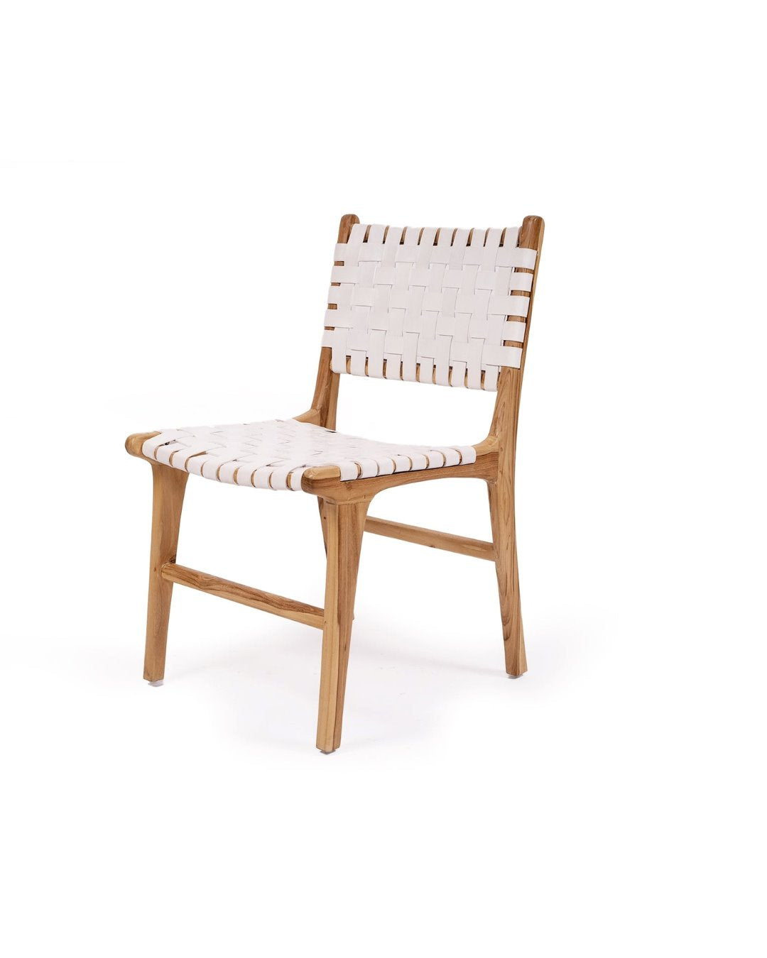 Otis Woven Leather & Teak Dining Chair - White Sun Republic 