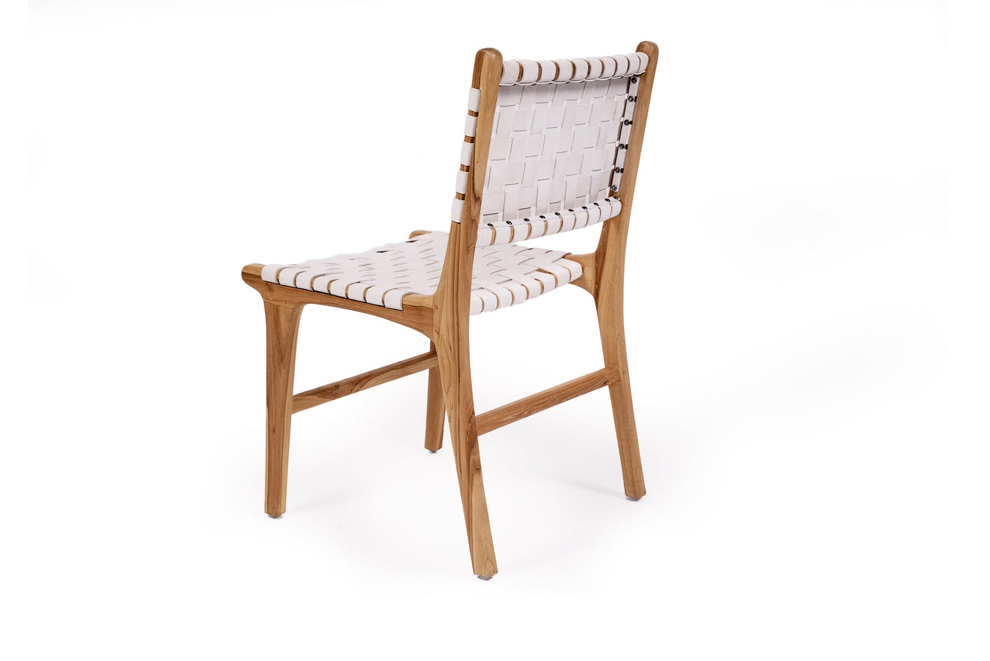Otis Woven Leather & Teak Dining Chair | White SUN REPUBLIC 