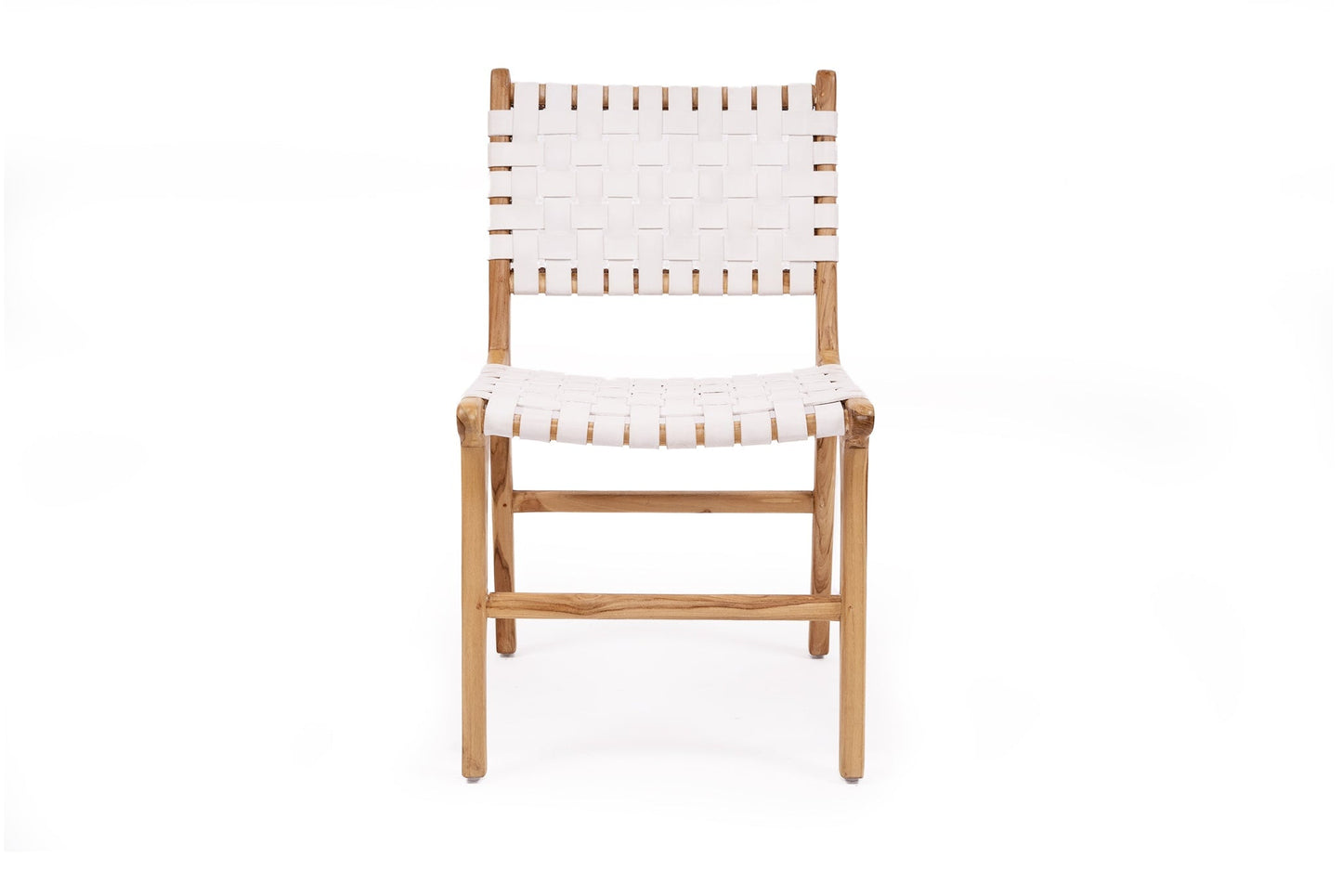 Otis Woven Leather & Teak Dining Chair | White SUN REPUBLIC 