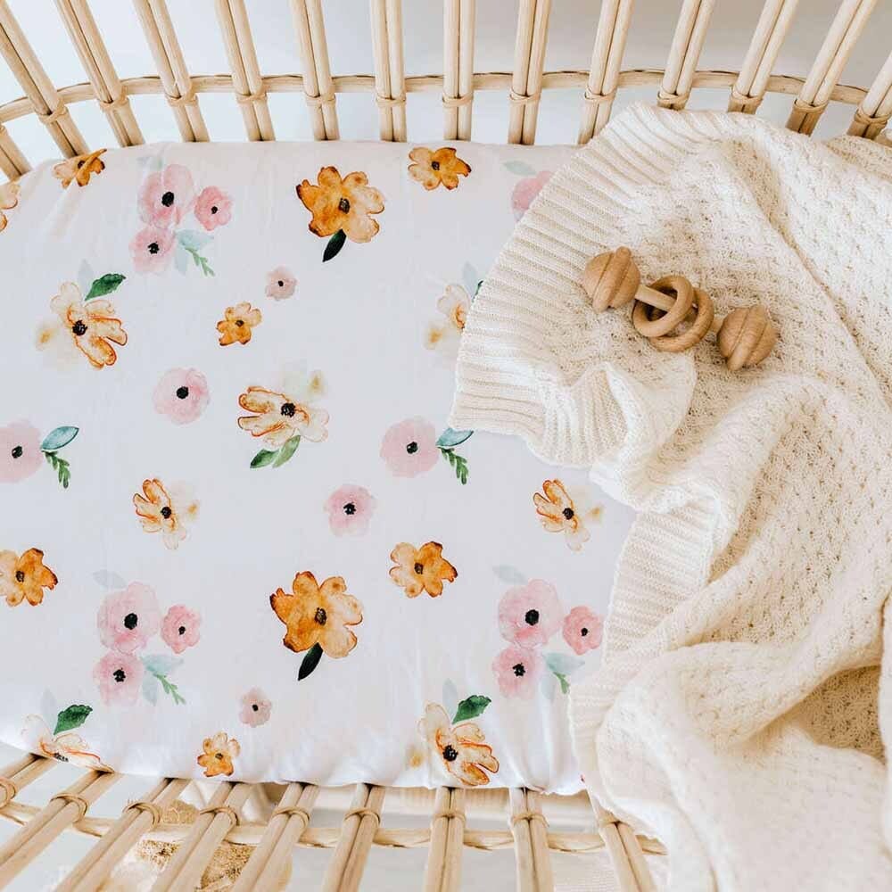 Poppy Flower Bassinet Sheet / Change Mat Cover Snuggle Hunny 