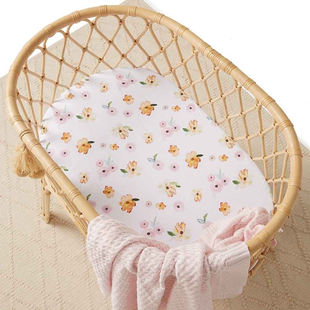 Poppy Flower Bassinet Sheet / Change Mat Cover Snuggle Hunny 