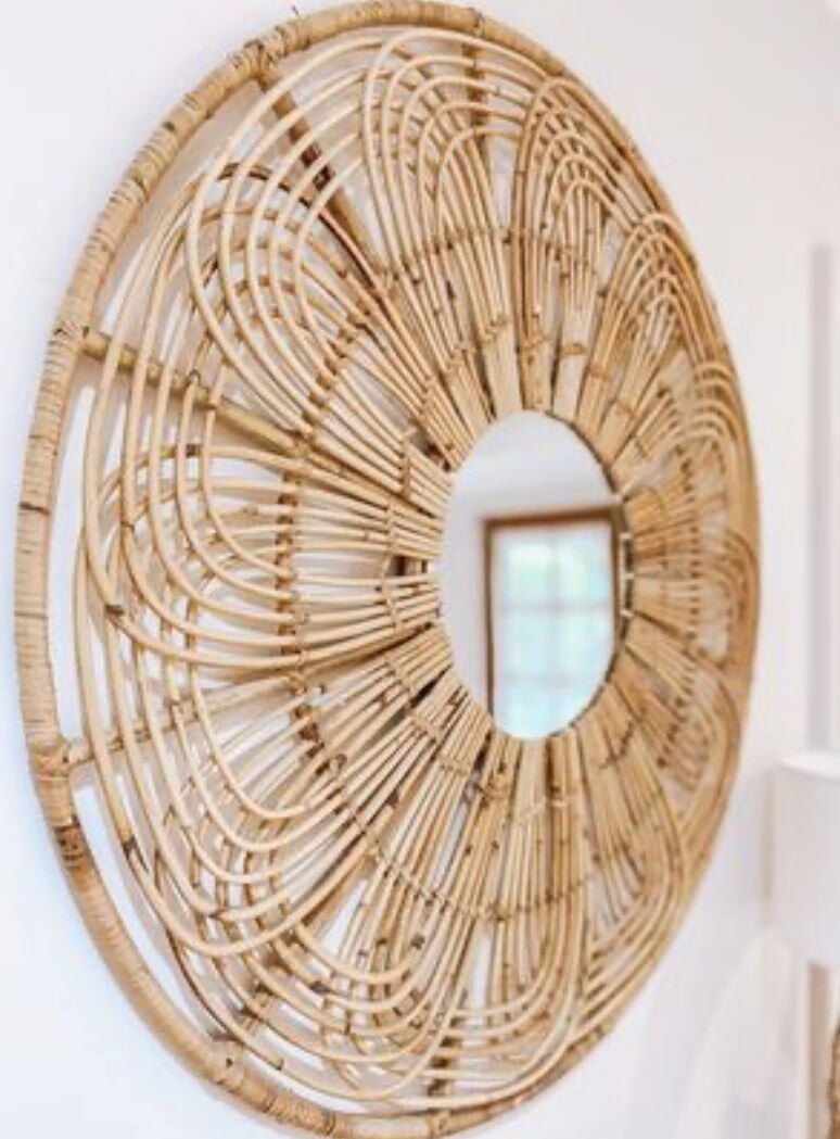 Round Decorative Rattan Mirror | 90cm SUN REPUBLIC 