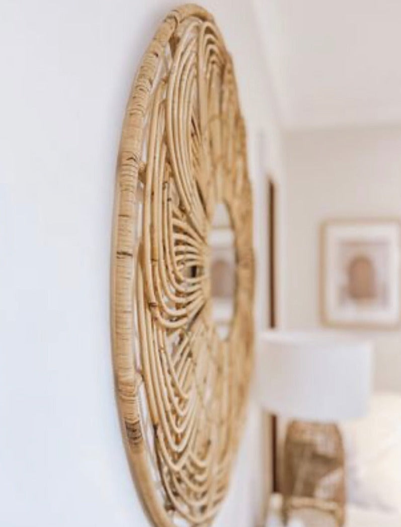 Round Decorative Rattan Mirror | 90cm SUN REPUBLIC 