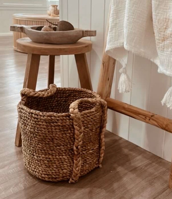 Ruhi Woven Water Hyacinth Baskets with Plaited Handle INARTISAN 