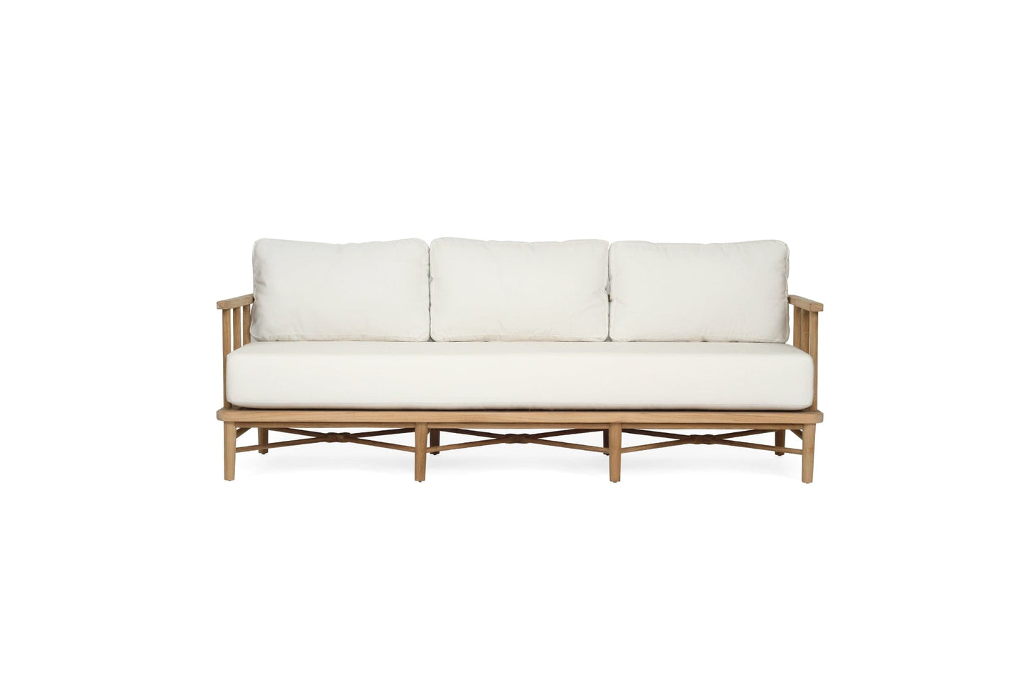 Scandinavian Coastal Teak Outdoor 3 Seat Sofa - Malie - Sunbrella Fabric Sun Republic 