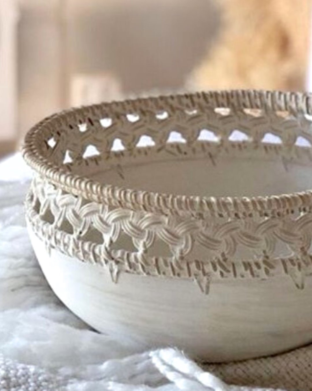 Sia White Washed Basket Weaved Style Bowls - 3 Sizes Sun Republic 