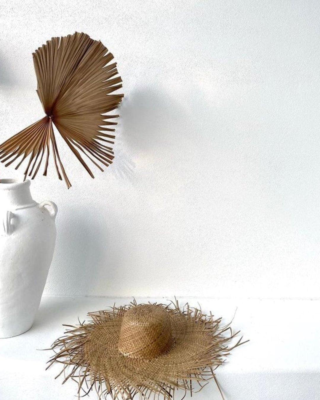 Tan Palm Leaf Sun Hat With Fringe - Sophia Sun Republic 