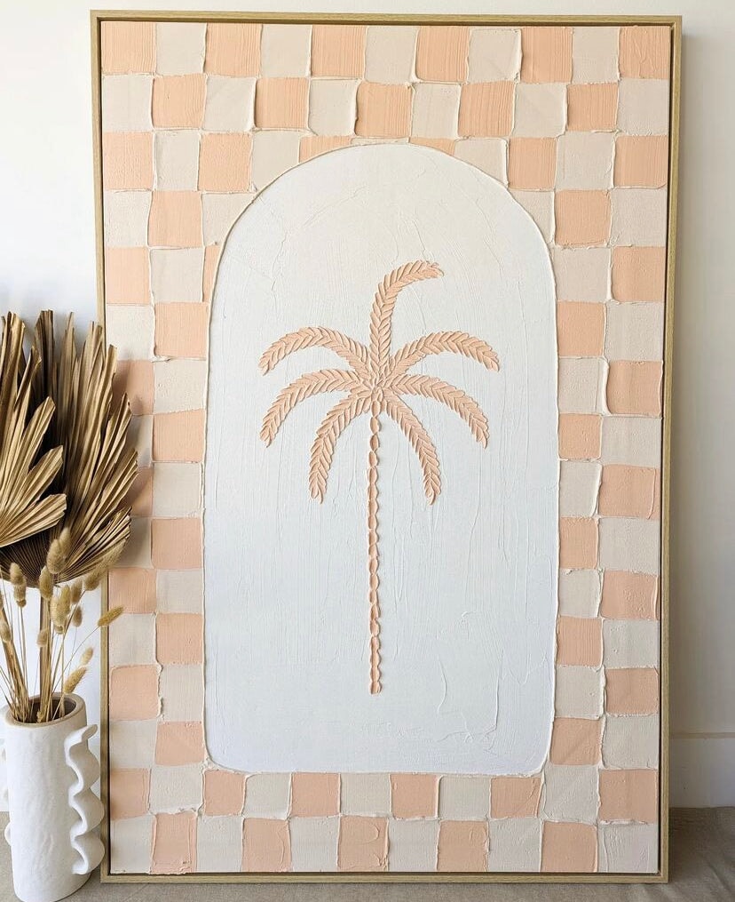 Textured Plaster Art Coastal Palm Check SUN REPUBLIC 