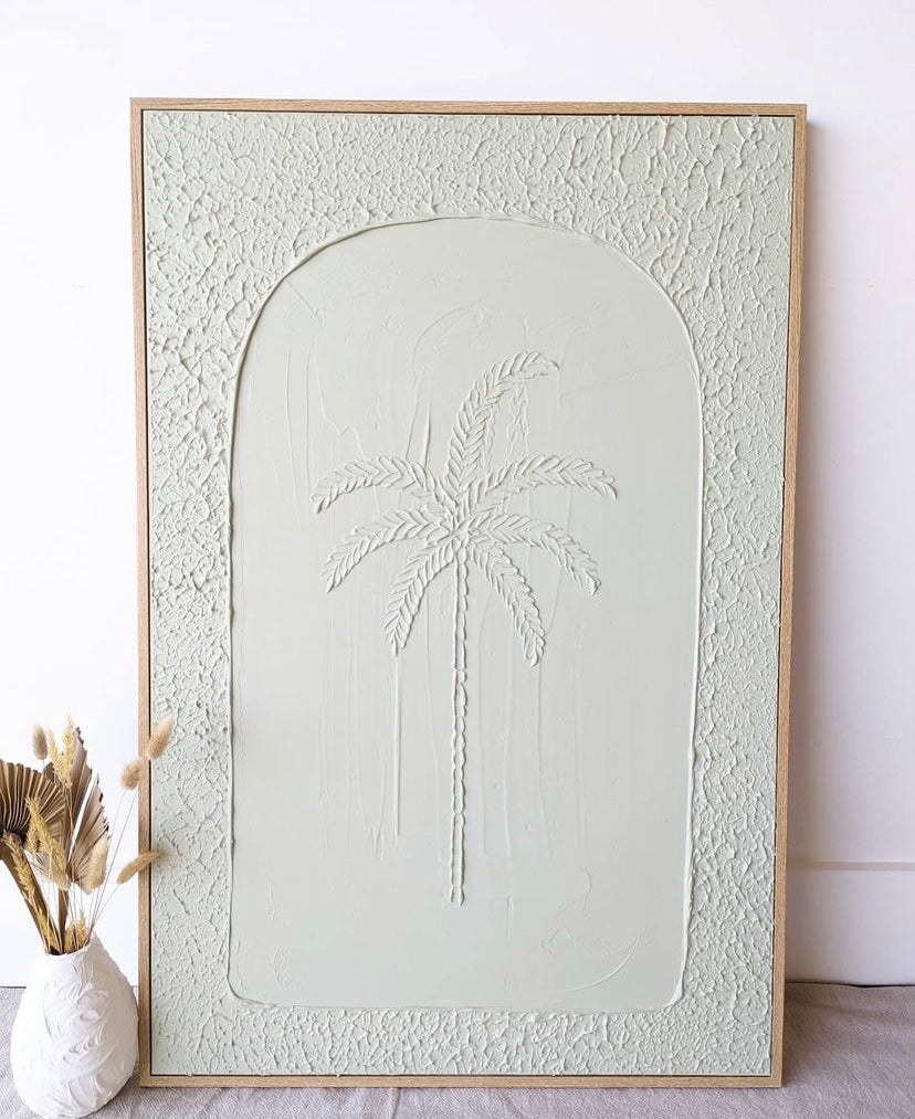 Textured Plaster Art Coastal Palm SUN REPUBLIC 