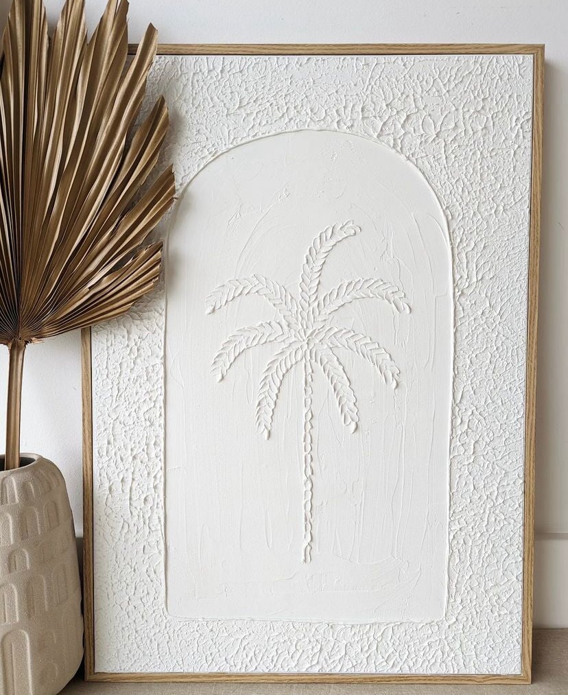 Textured Plaster Art Coastal Palm SUN REPUBLIC 