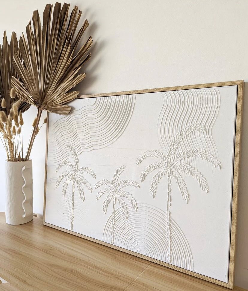 Textured Plaster Art Palm Trio Sun Republic 