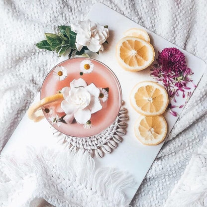 White Wash Rattan & Cowrie Shell Coaster