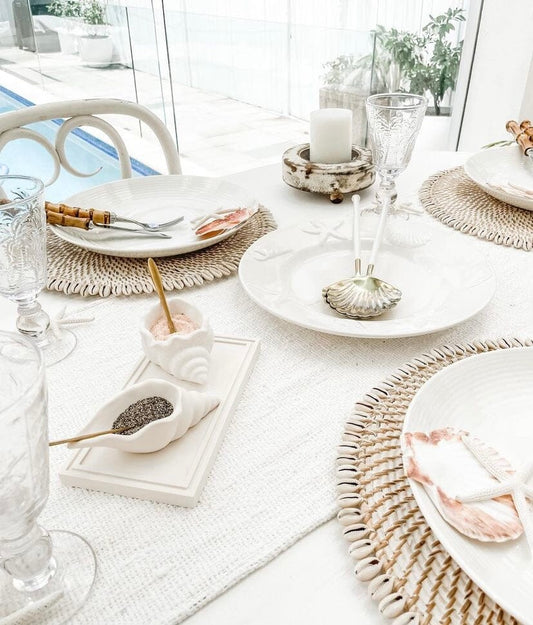 Whitewash Rattan & Shell Placemat SUN REPUBLIC 